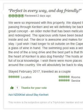 We love our ‘trip advisor’ satisfied customers…